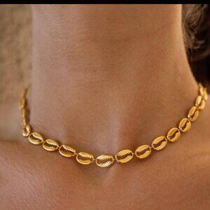 Gold Cowrie Shell Choker Necklace - Women's Jewelry